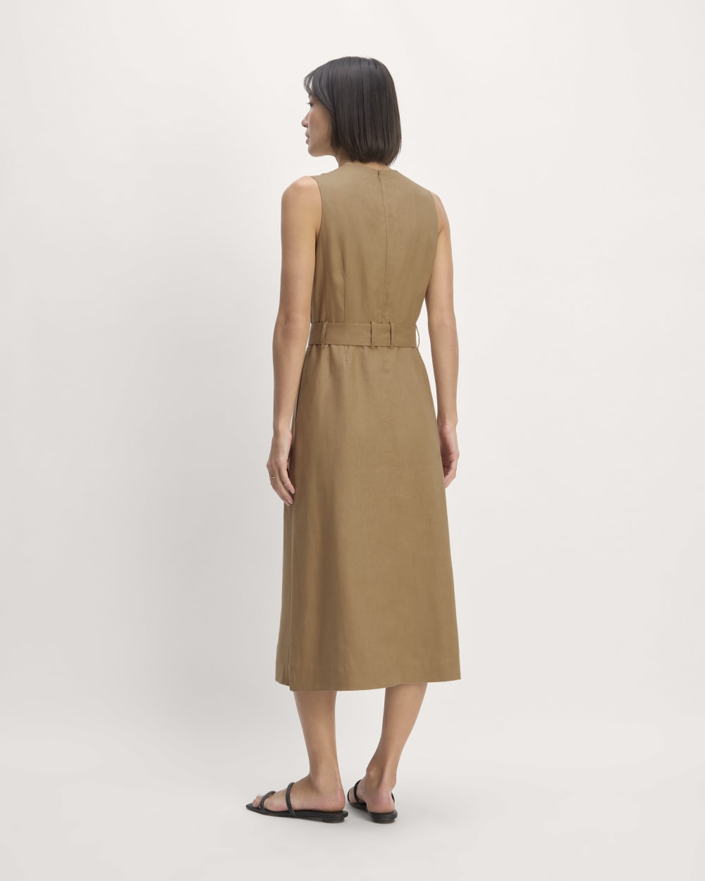 The Linen Belted Midi Dress | Tiger's Eye