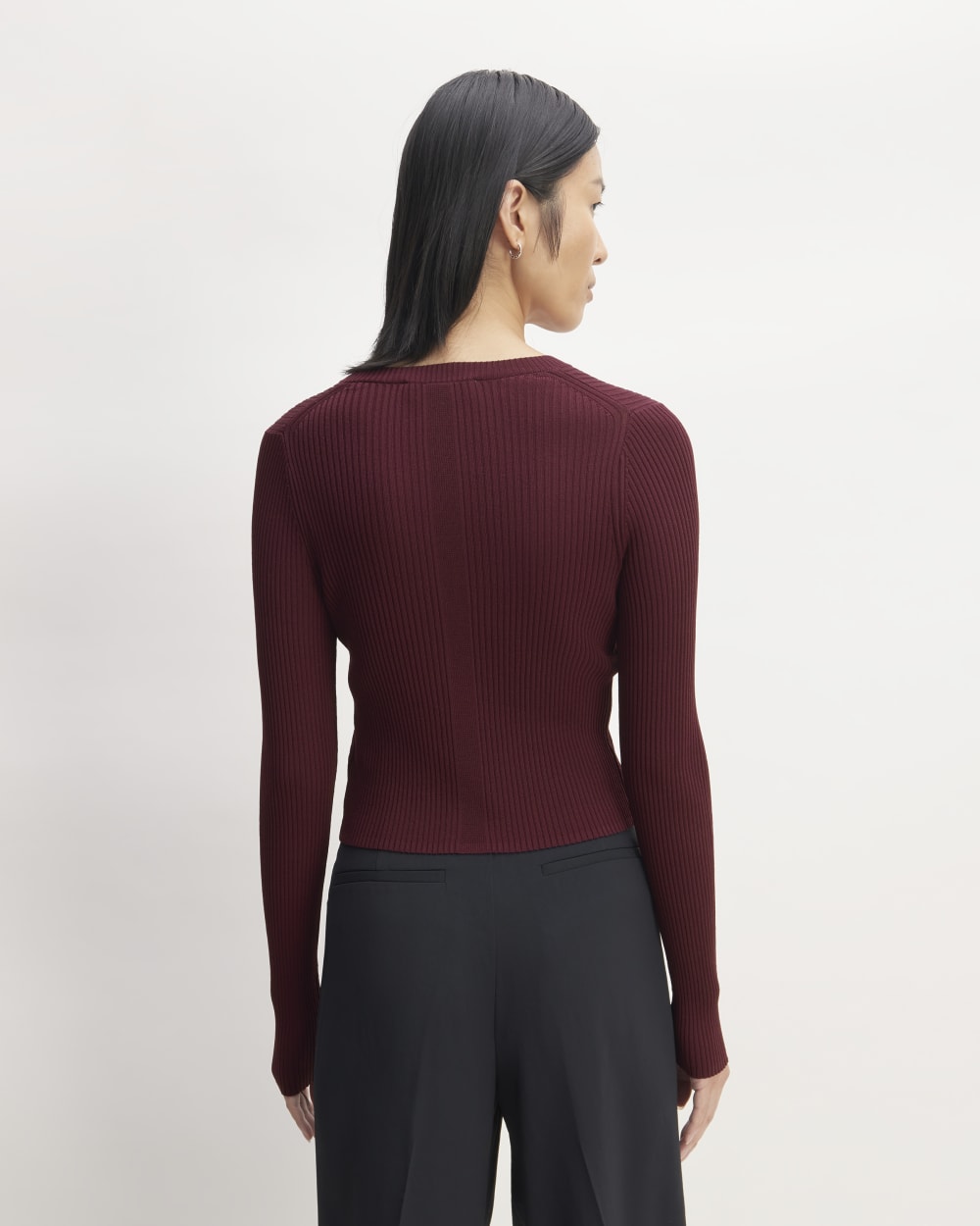 The Ribbed Cropped Cardigan | Burgundy