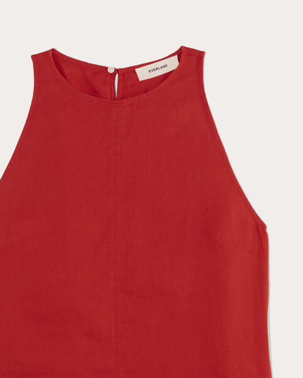 The Linen High-Neck Tank | Classic Red