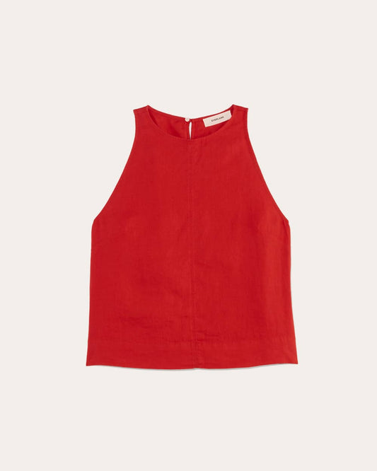 The Linen High-Neck Tank | Classic Red