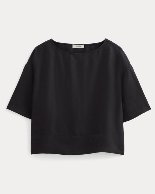 The Boatneck Top in Linen | Black