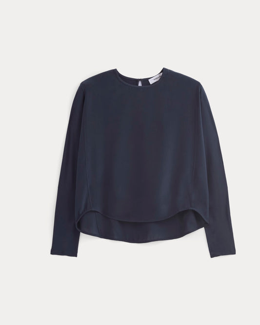 Dolman Top in Washable Silk | Navy