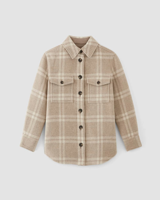 The Italian ReWool® Oversized Shirt Jacket | Taupe / Cream
