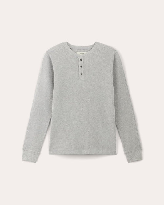 The Waffle Long-Sleeve Henley | Heathered Light Grey