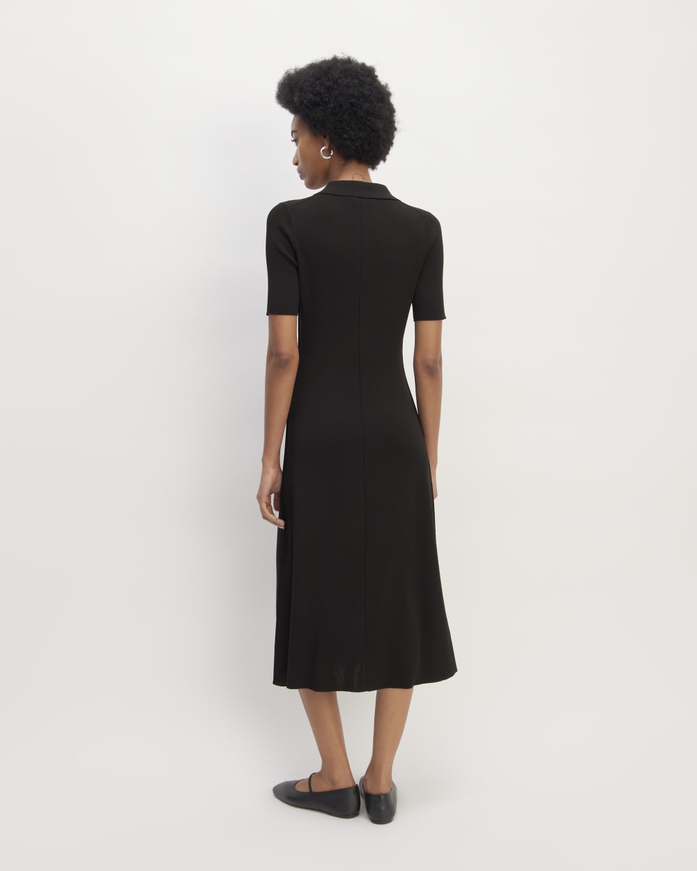 The Viscose Knit Polo Midi Dress | Black
