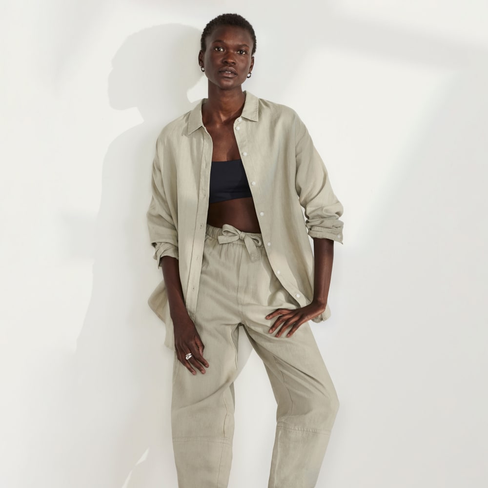 The Linen Pull-On Barrel Pant | Seagrass