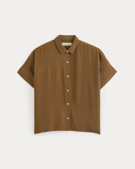 The Boxy Shirt in Washable Silk | Toffee