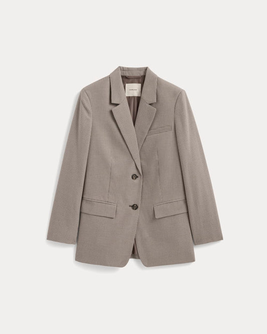 The Oversized Blazer in Buttersmooth | Deep Taupe Mini Gingham