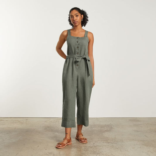 The Linen Jumpsuit | Pewter Green