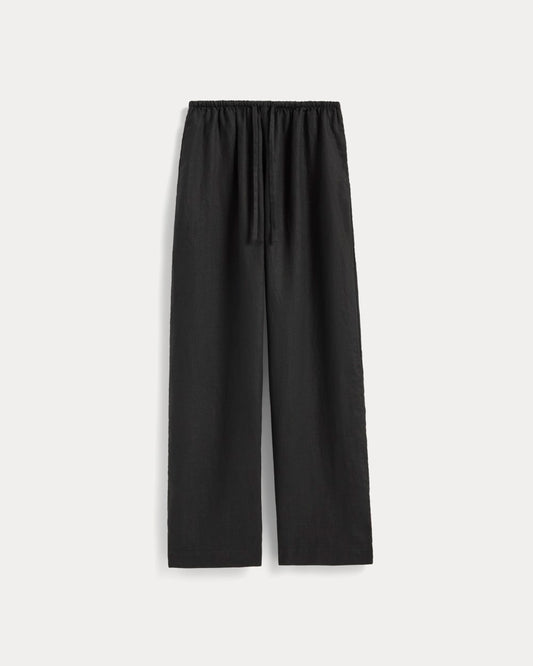 The Drawstring Pant in Linen | Black