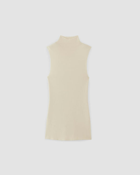 The Viscose Mock Neck Top | Beige