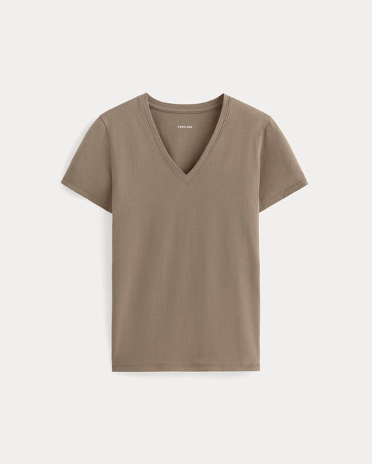 The Slim V-Neck Tee in Essential Cotton | Clay