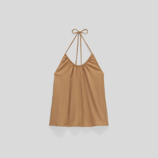 The Rib Soft Knit Halter Top | Caramel
