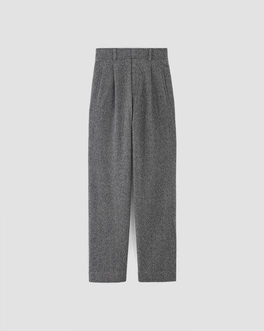 The ReWool® Way-High Drape Pant | Grey Herringbone