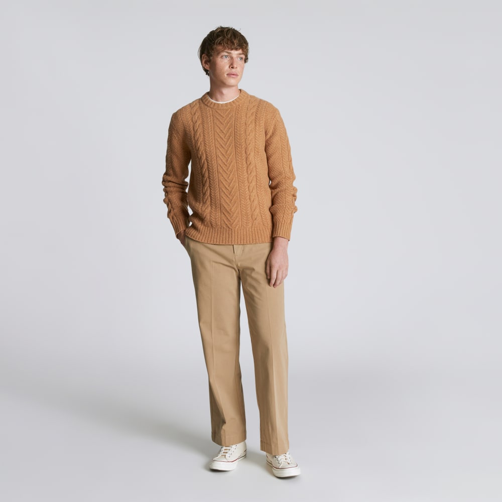 The Felted Merino Cable-Knit Crew | Cappuccino