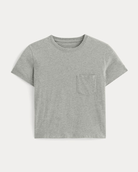 The Box-Cut Tee in Essential Cotton | Heathered Grey | Pocket