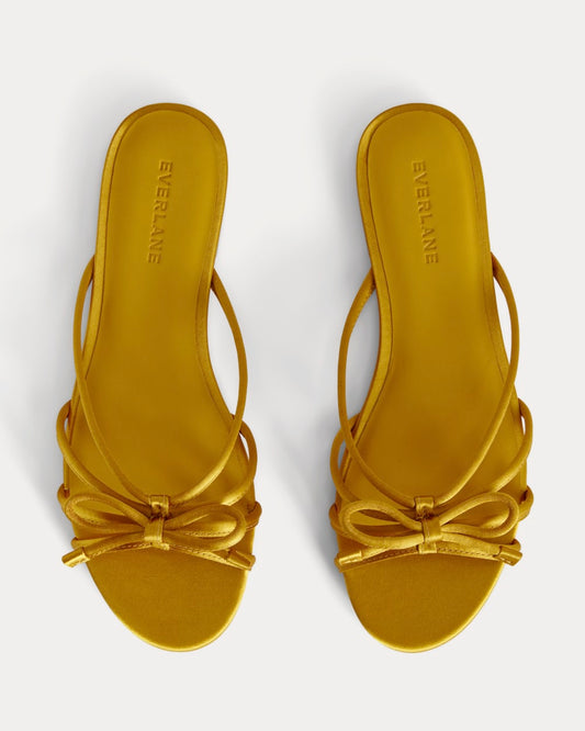 The Bow Sandal | Golden Sun Satin