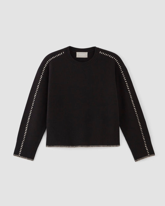 The Good Merino Wool Crewneck Sweater | Black / Buttermilk