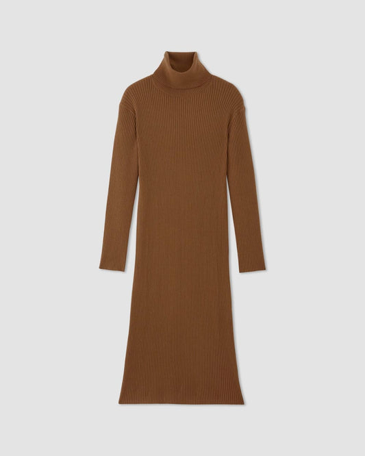 The Cotton-Merino Turtleneck Dress | Rich Camel