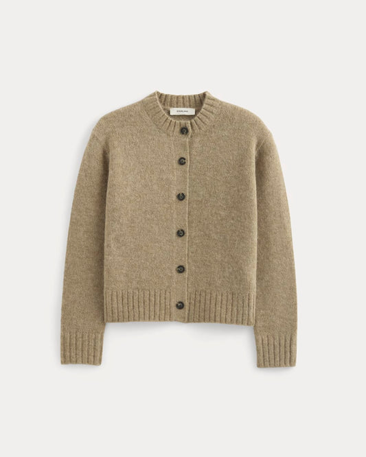 The Crew Cardigan in Alpaca | Dark Heathered Camel