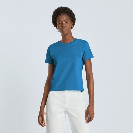 The Box-Cut Tee in Essential Cotton | Horizon Blue | No Pocket
