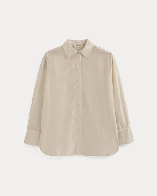 Oversized Shirt in Cotton-Silk Organza | Parchment