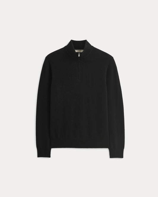 Cashmere Quarter Zip Sweater | Black