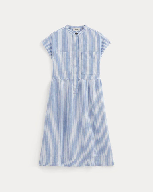 The Craft Dress in Linen | Bluebell / Bone