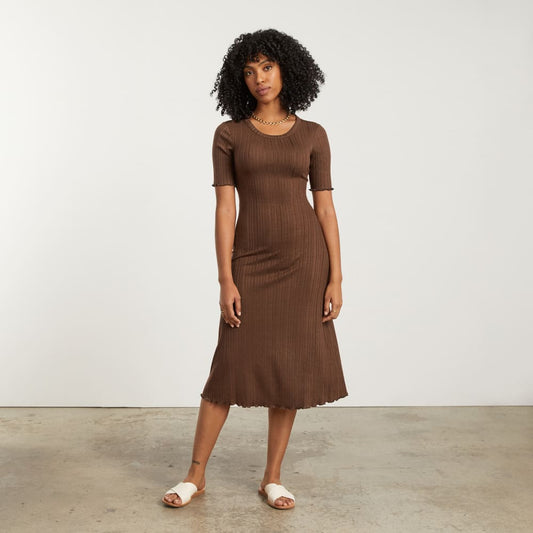 The Open Back Rib Dress | Espresso