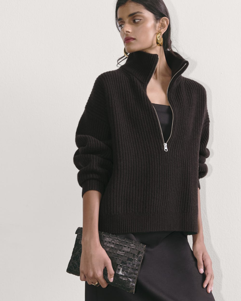 The Half-Zip Sweater in Luxe Merino | Black