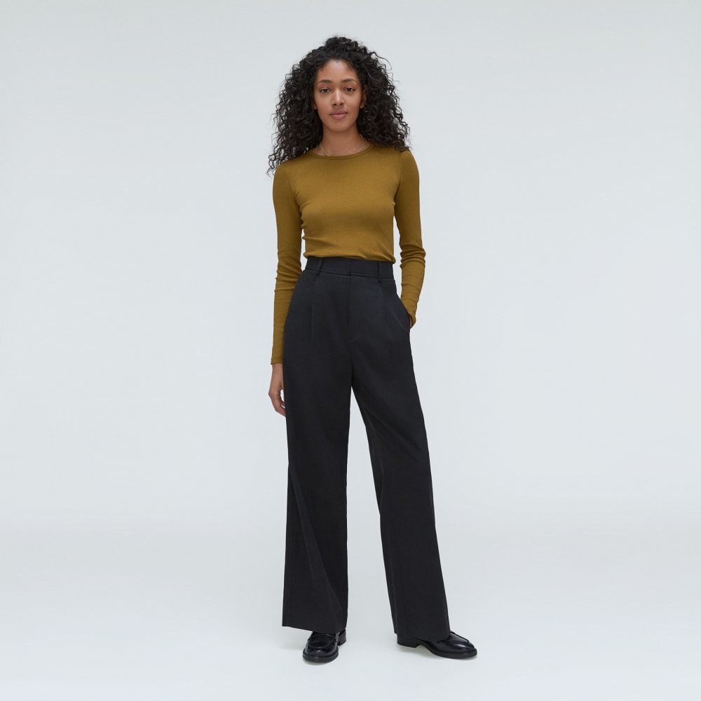 The Pima Micro-Rib Long-Sleeve Crew | Tapenade