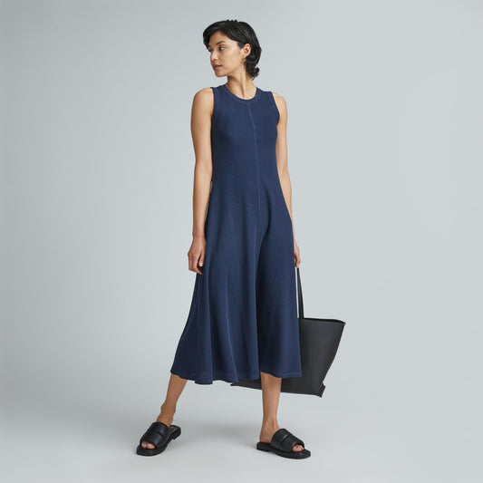 The Organic Cotton Waffle Tank Dress | Navy