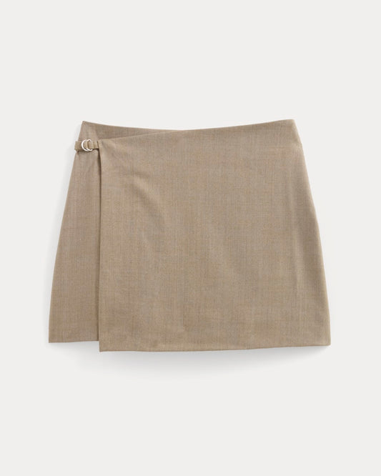 Wrap Mini Skort in Tailor Twill | Light Taupe