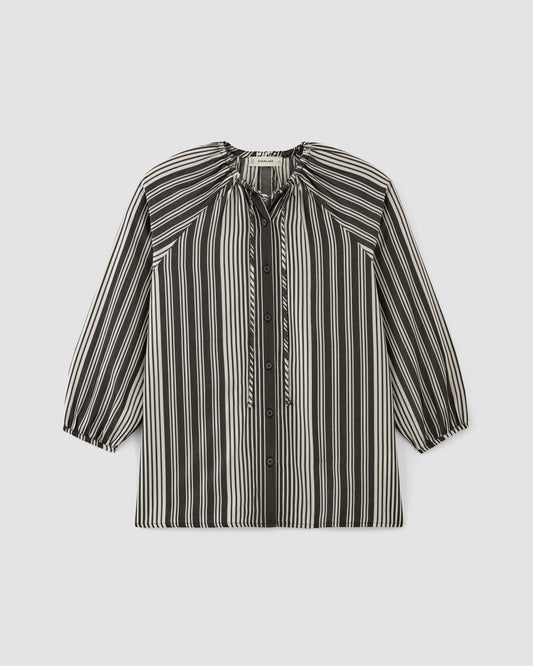 The Gathered Shirt in Butterlite | Black / Bone