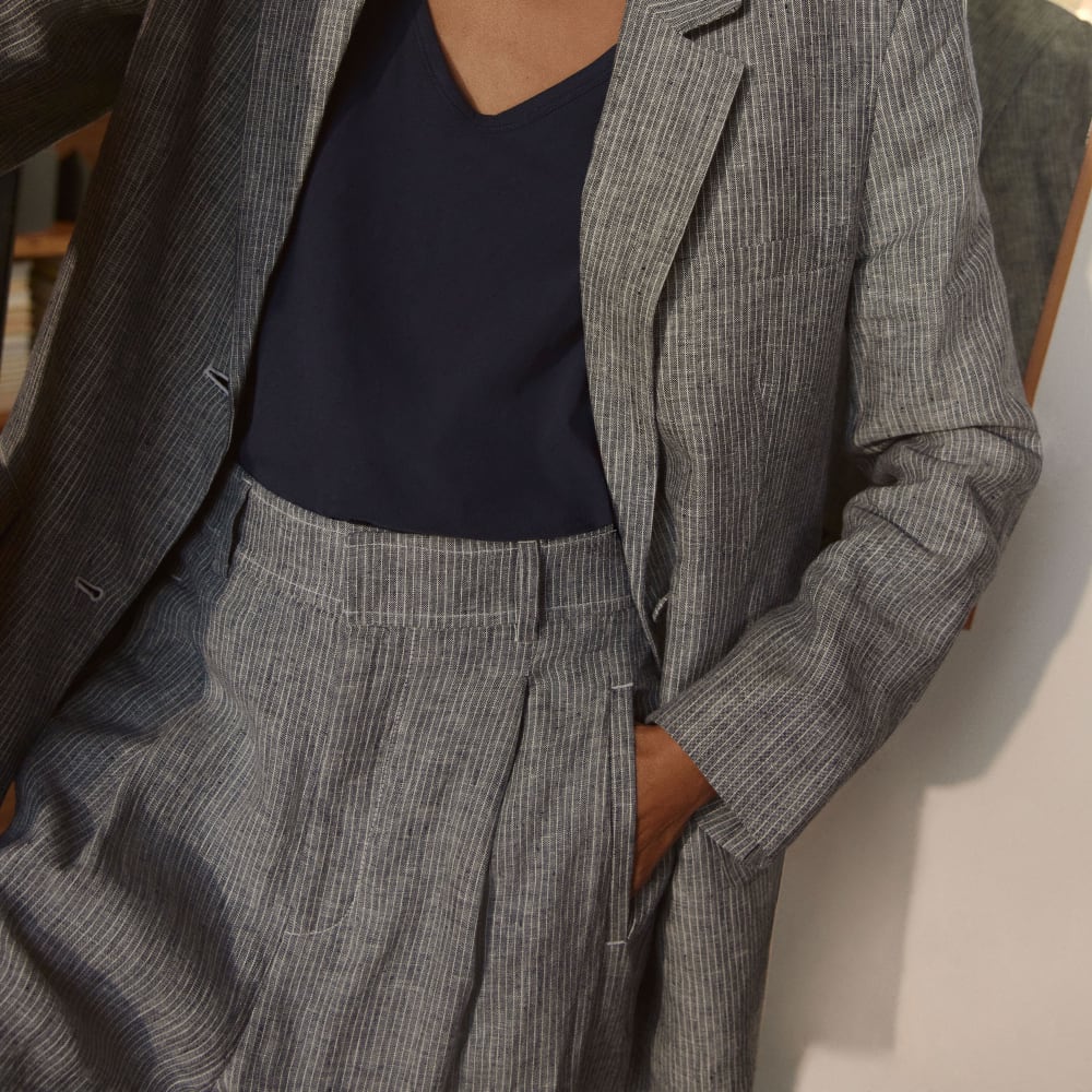 The Linen Way-High® Drape Pant | Canvas Tan / Navy