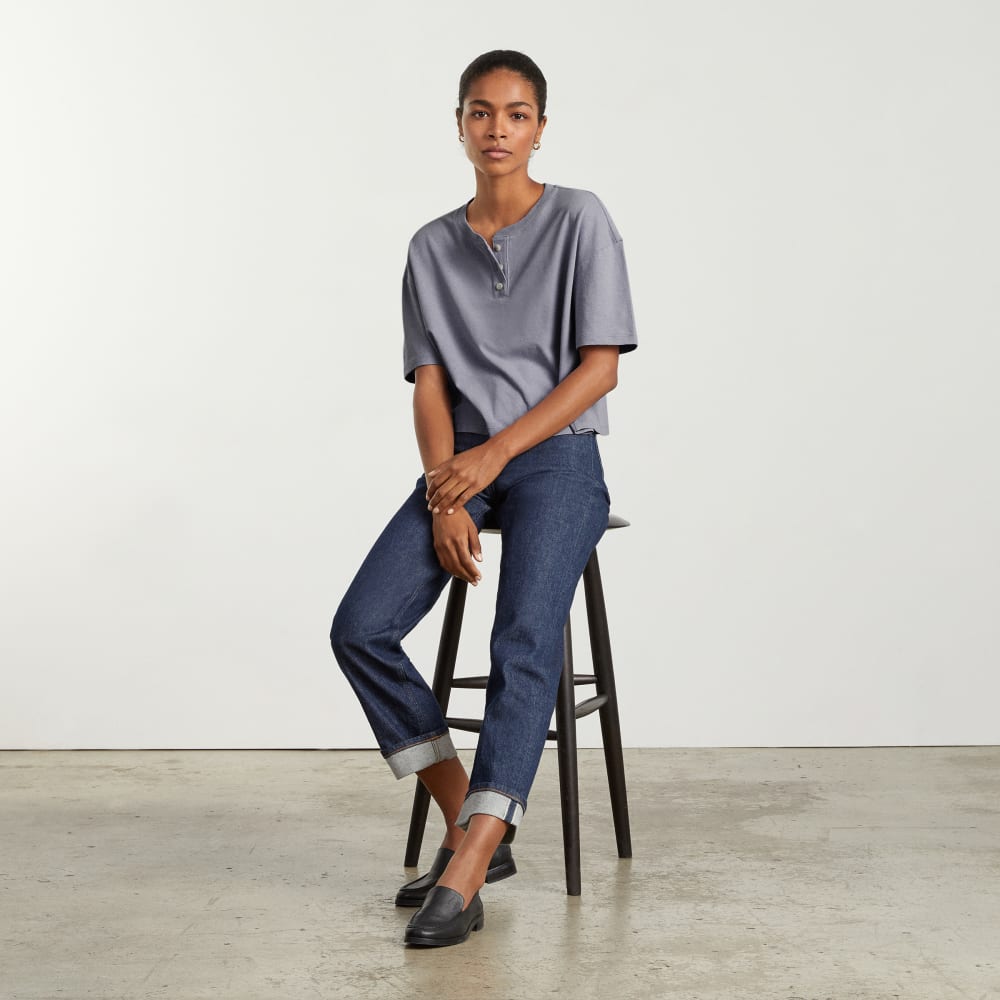 The Vintage Henley Hemp Tee | Lilac Grey