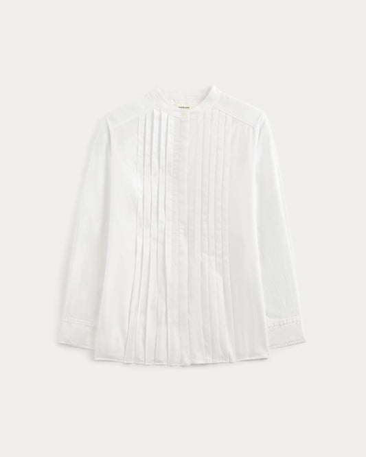 The Pleated Shirt in Silky Cotton | White