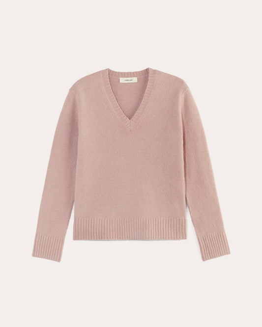 The V-Neck Sweater in Plush Cotton | Dusty Rose
