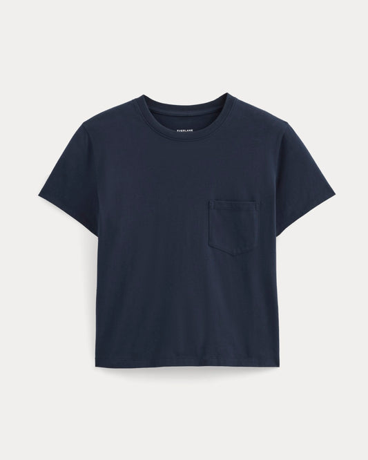 The Box-Cut Tee in Essential Cotton | Navy | Pocket