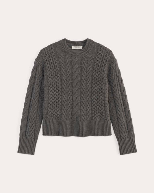 The Cable Sweater in Everyday Cotton | Heathered Charcoal