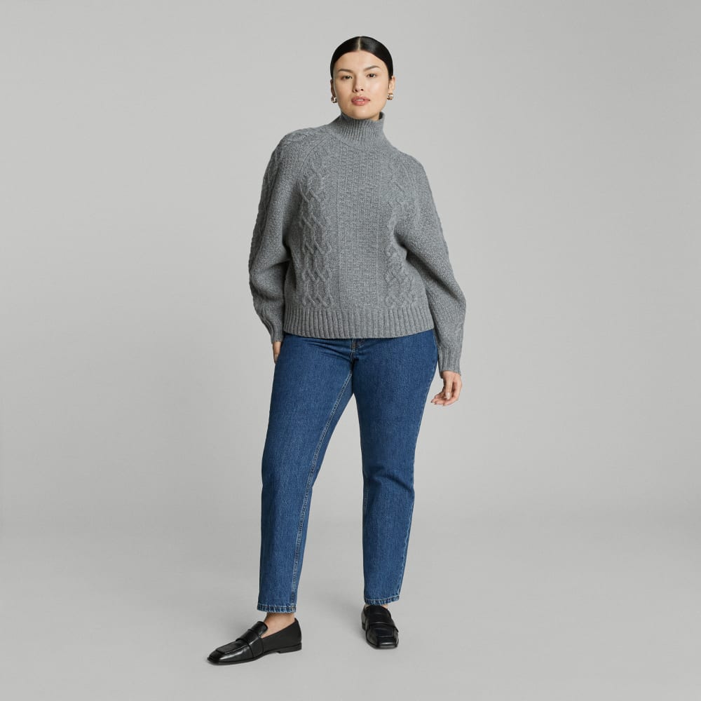 The Felted Merino Cable Sweater | Heathered Mid-Grey