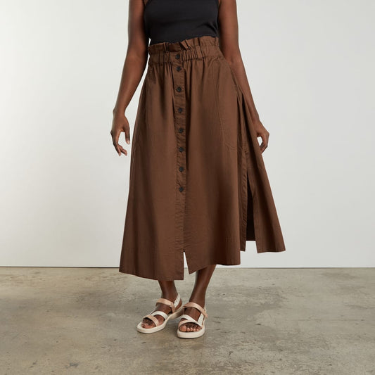 The Easy Button-Front Skirt | Espresso