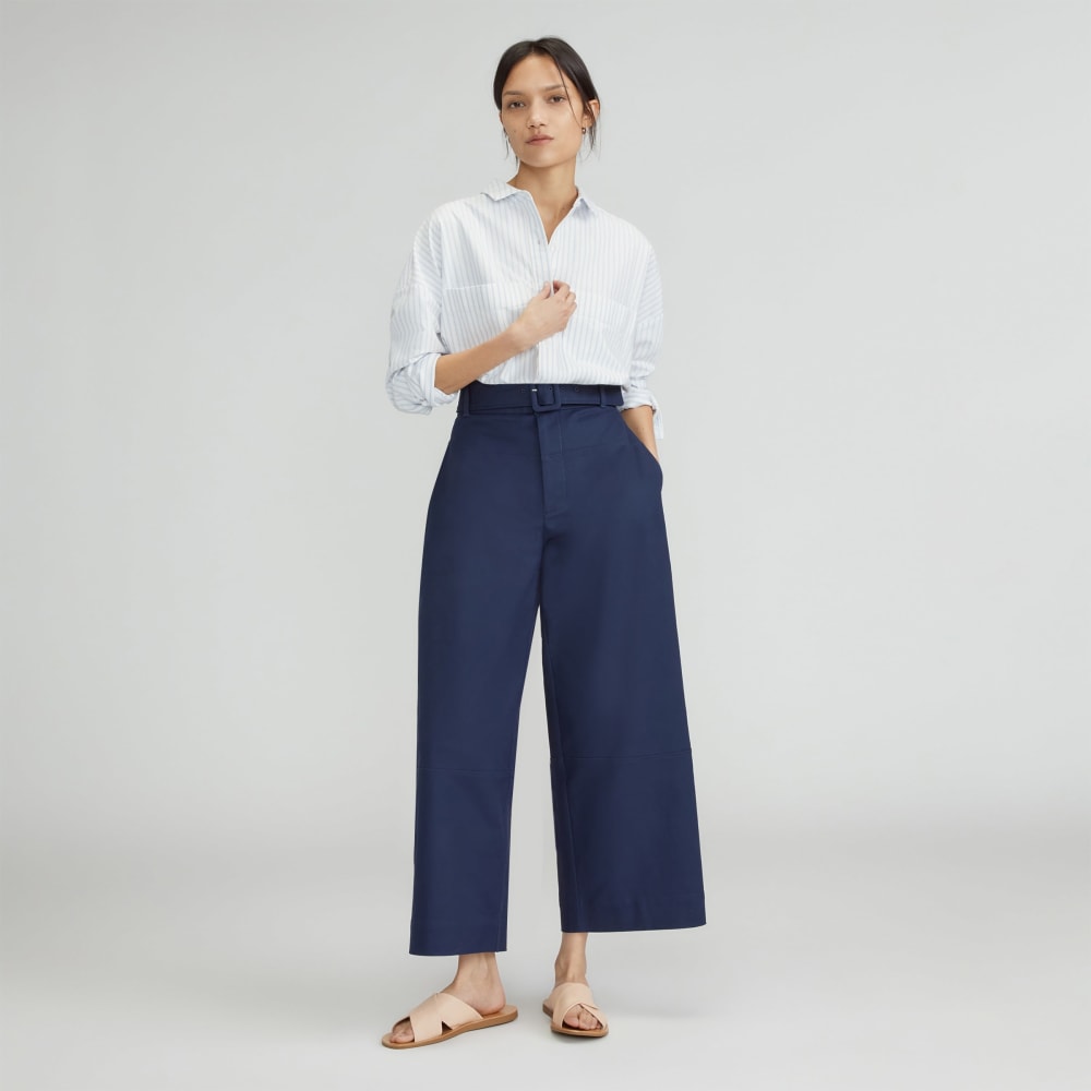 The Boxy Oxford | White / Periwinkle Mini Stripe