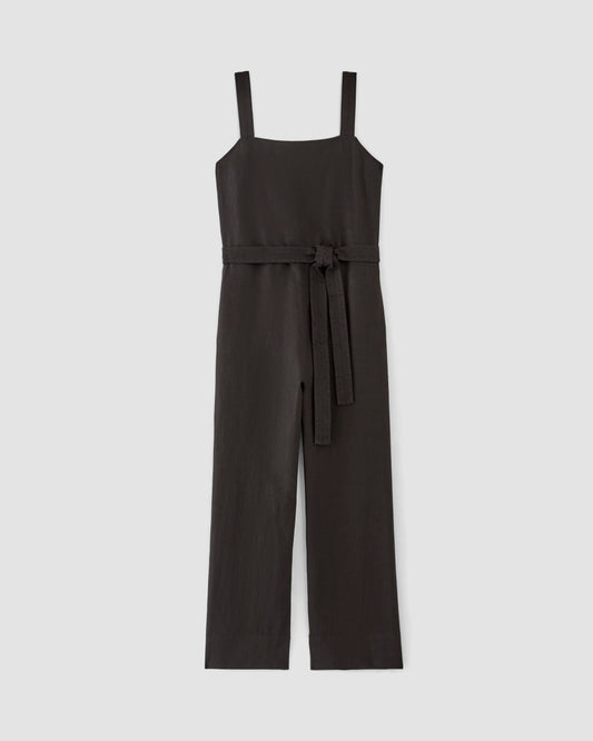 The Linen Side-Button Jumpsuit | Black