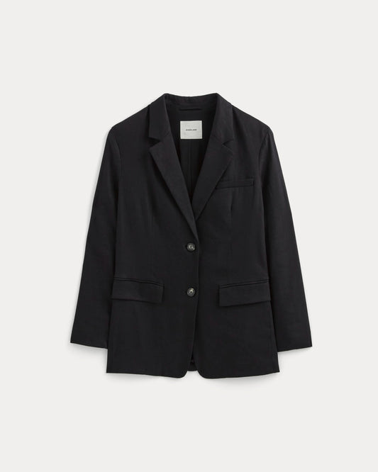 The Oversized Blazer in Stretch Linen | Black