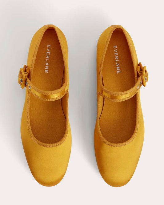 The Day Buckle Mary Jane | Golden Yellow Satin
