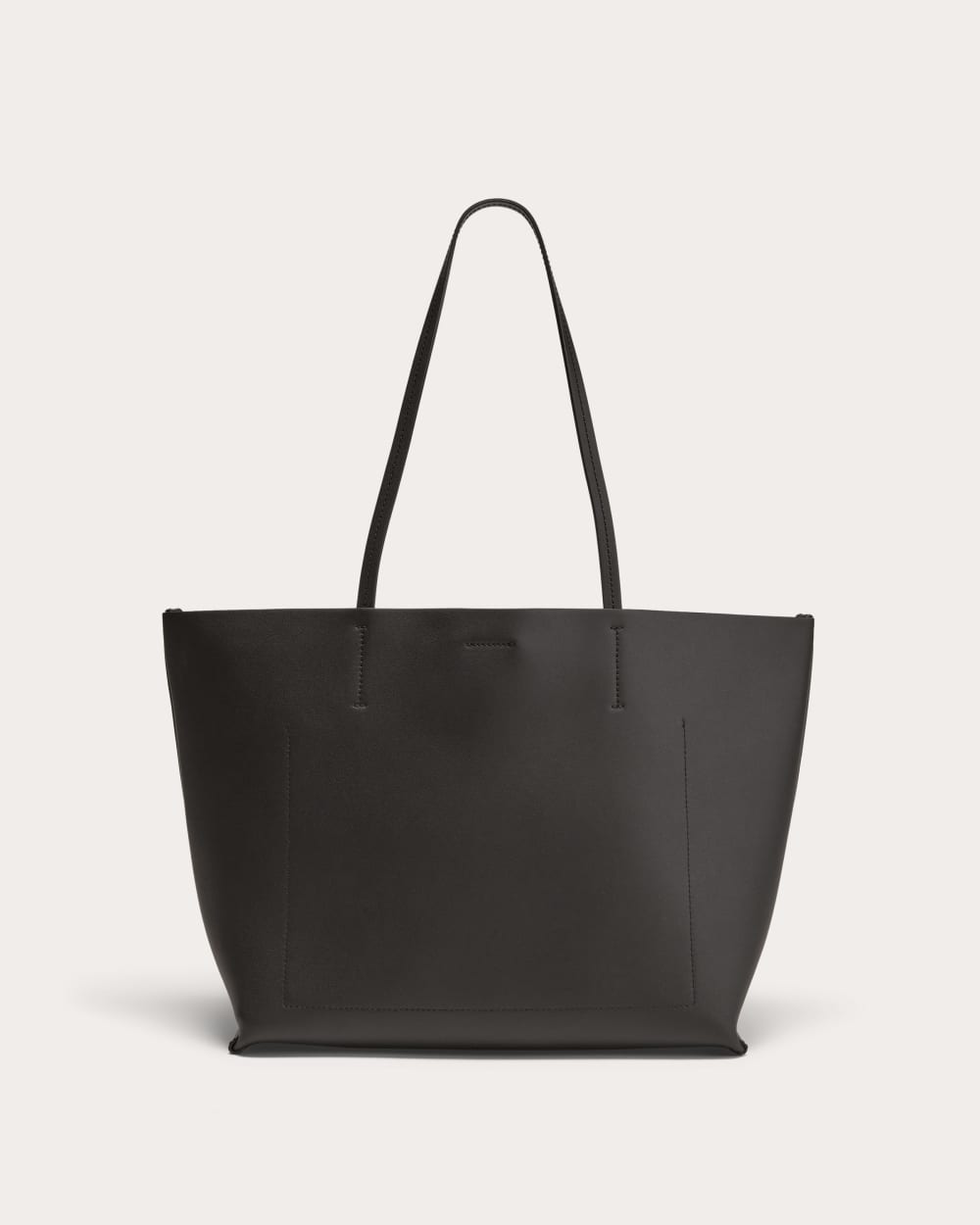 The Luxe Medium Italian Leather Tote | Black