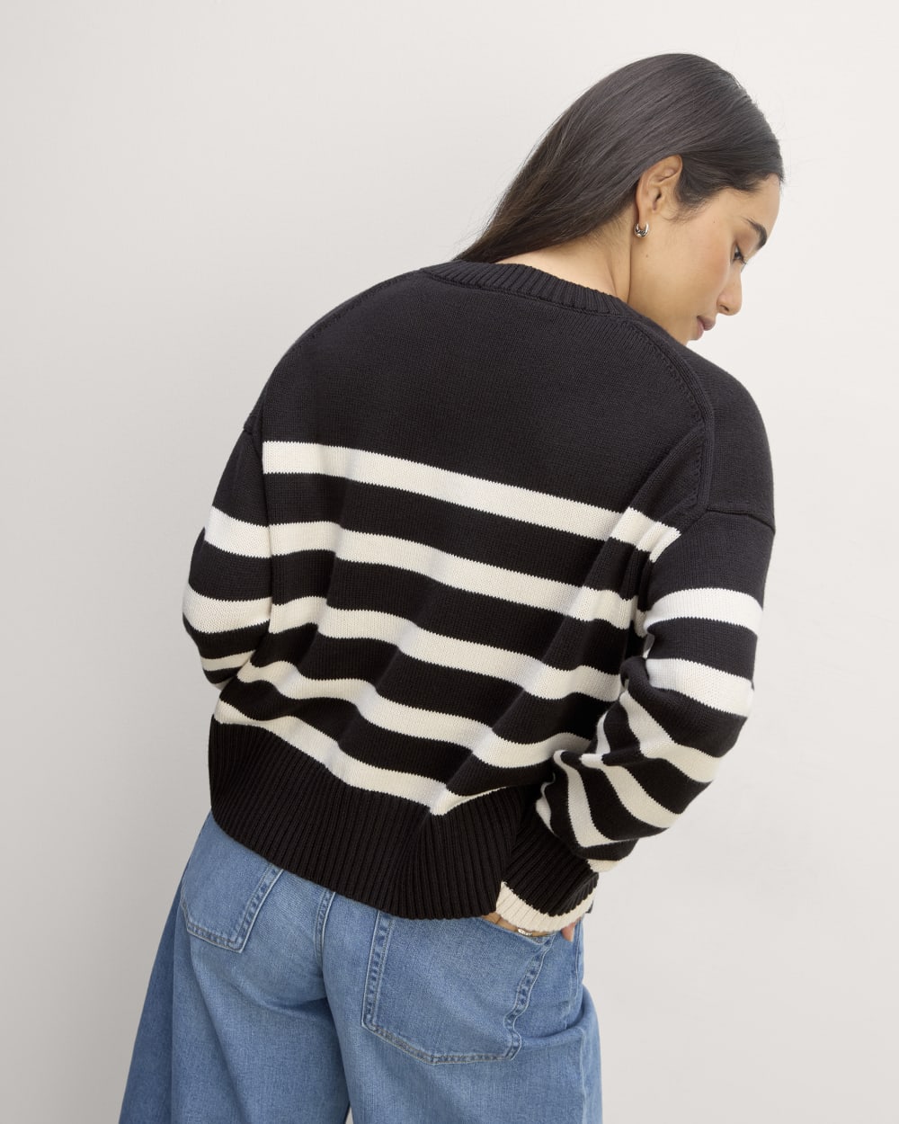 The Boxy Sweater in Everyday Cotton | Black / Canvas