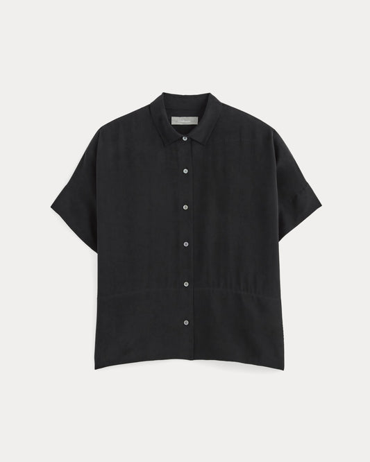 The Boxy Shirt in Washable Silk | Black