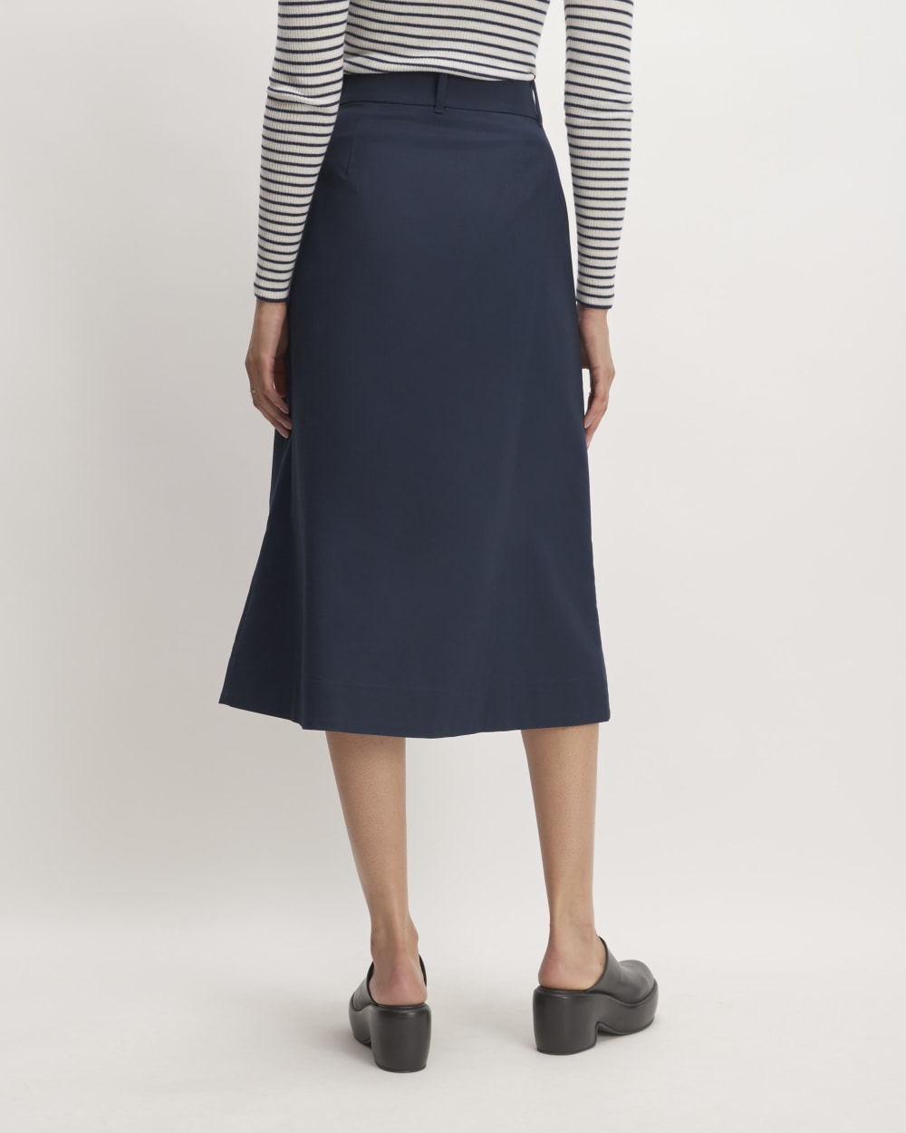 The Structured Cotton A-Line Skirt | Navy